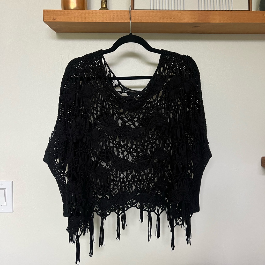 Bcbg Black Crochet Coverup M